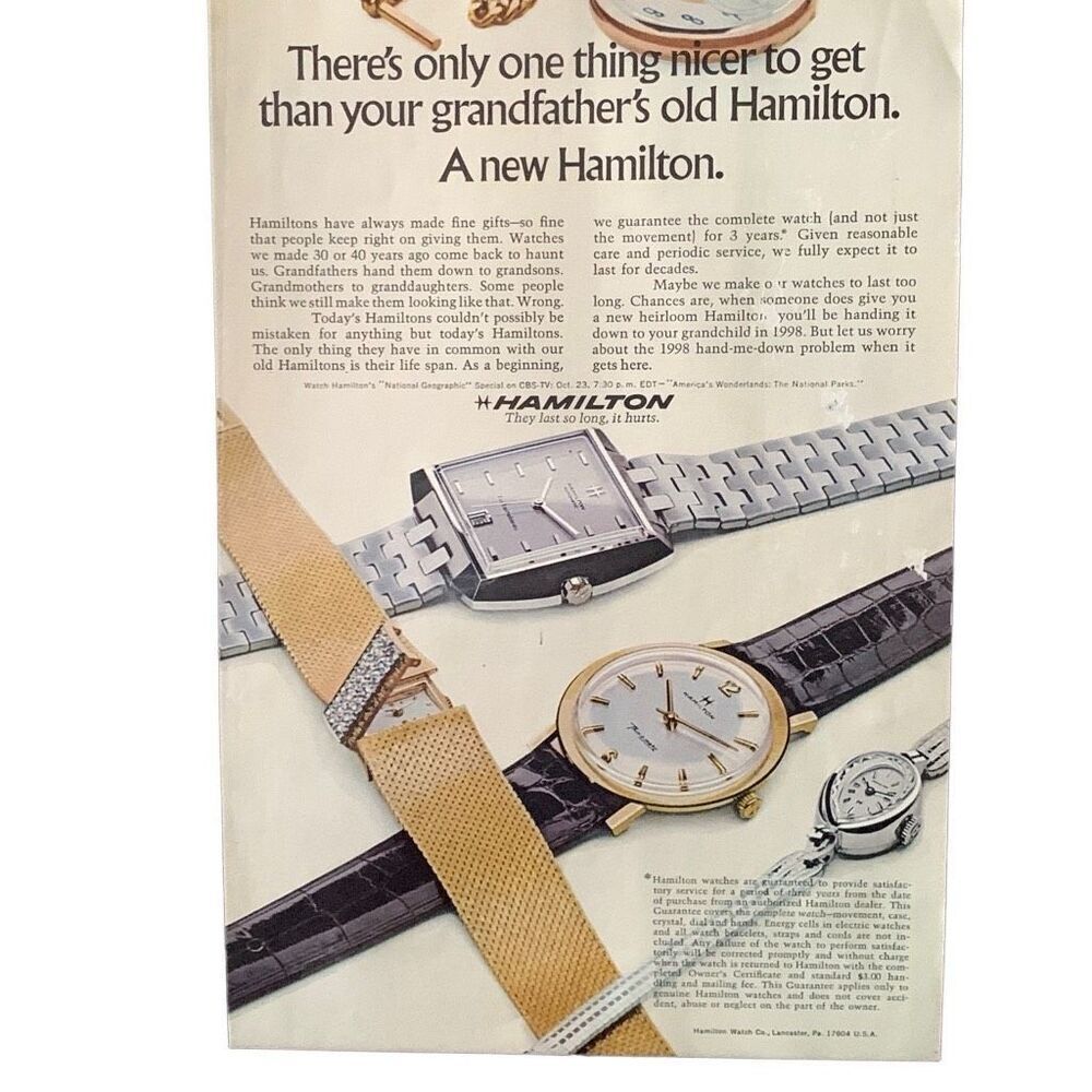 Vintage 1968 Hamilton Watch They Last so Long Ad Advertisement